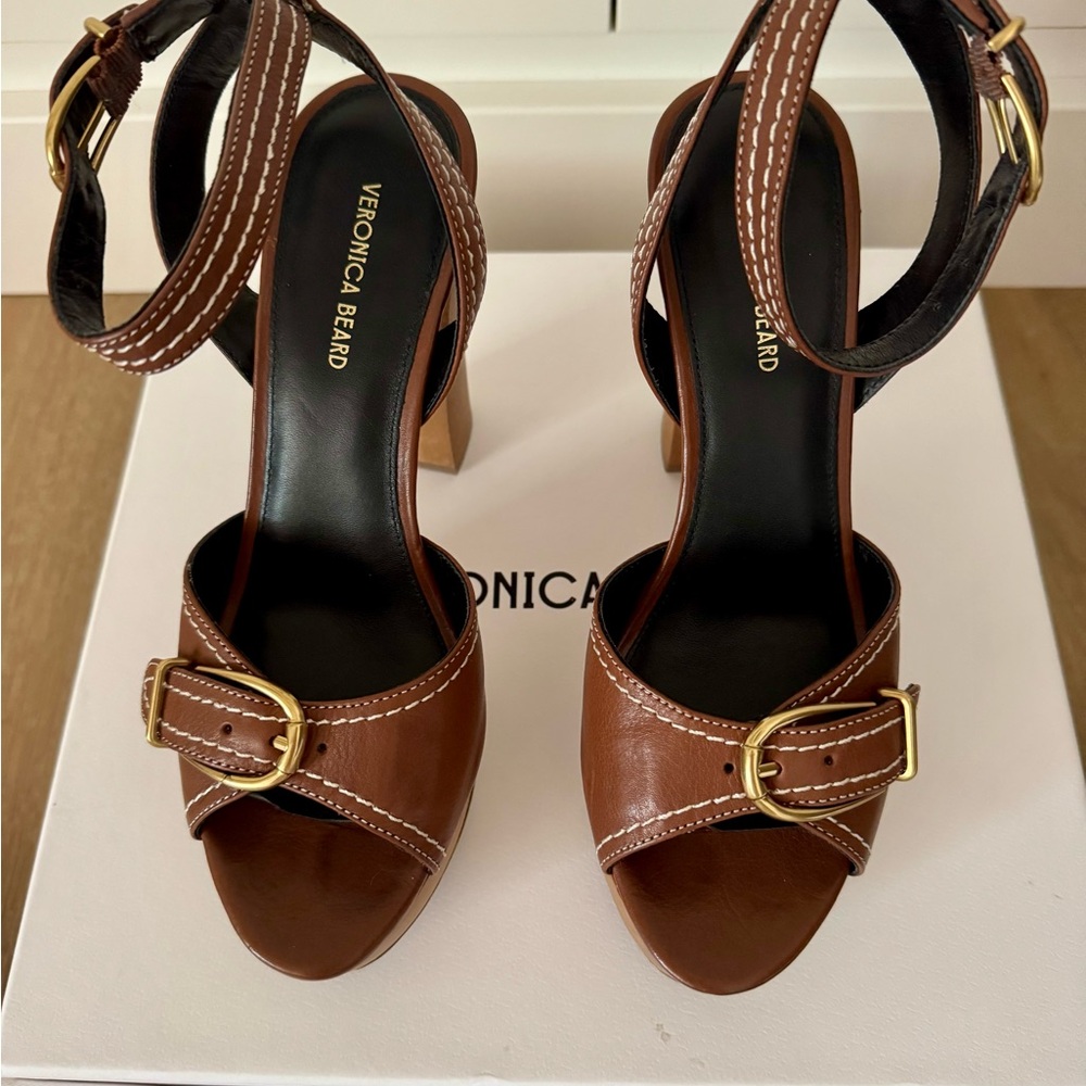 Veronica Beard Leonarda Caramel platform sandals